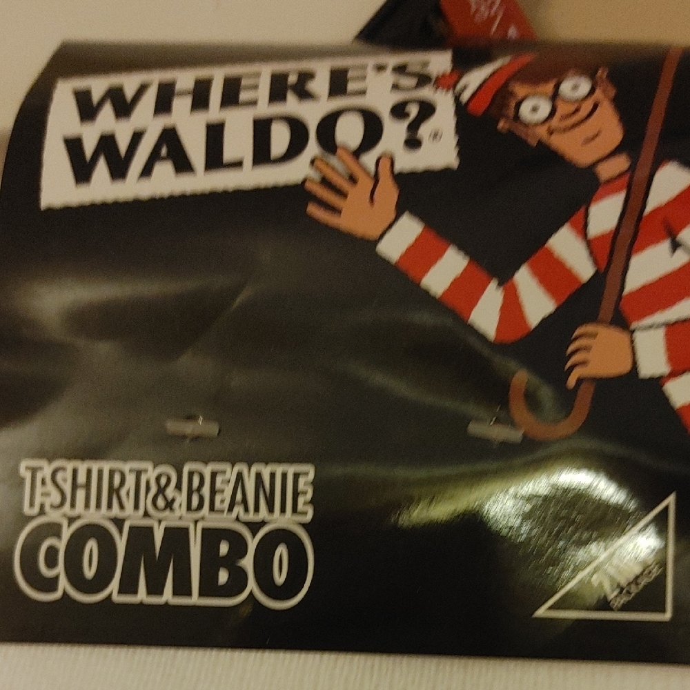 Where's Waldo??? Red and White Striped Costume Tee W Beanie!! Nwt - Picture 2 of 7